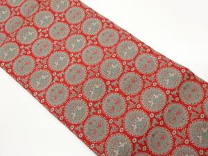 連珠文に向かい動物模様織出し名古屋帯